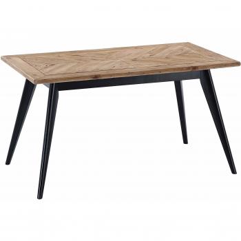Pixie, Mesa Fija de Comedor o Salon, Acabado en Madera de Pino Reciclado y Negro, Medidas: 140 cm