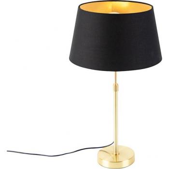 Lámpara de mesa clásica de oro y latón con pantalla negra y detalles dorados 32 cm - Parte