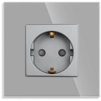 Base enchufe EU 16A KOOB frontal cristal gris