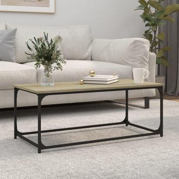 Mesa de centro vidaXL madera contrachapada y hierro 102x50x40 cm Negro, Roble Sonoma, Roble ahumado Mesita de Salón o Comedor o Auxiliar Mesa de Café Meuble Salón