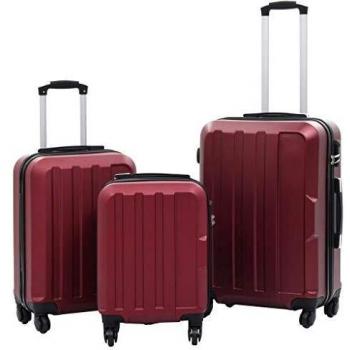 3-Piece Wine Red Hardcase Trolley Set in ABS