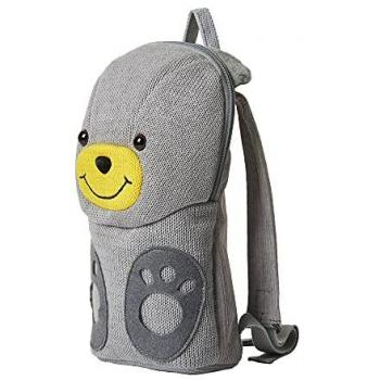 Mochila Infantil de Peluche Crochetts Oso Gris y Amarillo, Algodón 100%, Medidas 19x10x31cm