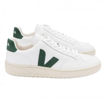 Veja V-12 Leather Sneakers - Extra White/Cyprus - Male - Size: UK 11