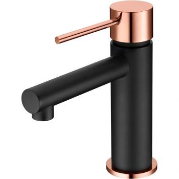 Grifo monomando de lavabo Milos negro oro rosa Imex