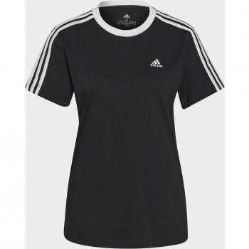 Adidas Essentials 3-Stripes Women's T-Shirt Cotton Short Sleeve Sportswear Multisport Black ADGS1379