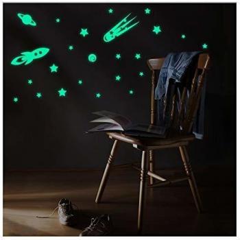 Pack de Pegatinas Verde Flor 2 Cohetes 20 Estrellas y 3 Planetas