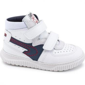 Zapatillas deportivas abotinadas de niño Pablosky con cierre adherente, color blanco 508006
