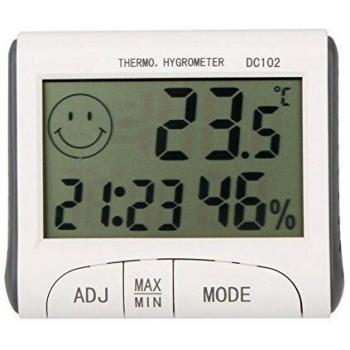 Gellvann LCD Termómetro de la habitación Mini LCD Digital Termómetro interior Higrómetro Temperatura Humedad Meter Reloj Estación meteorológica con soporte magnético