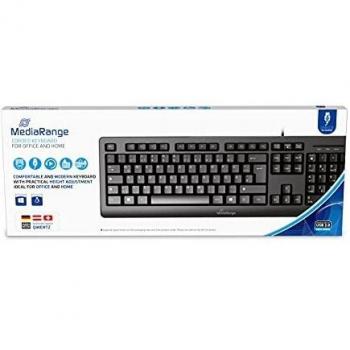 Teclado USB QWERTZ MediARange MROS109, Cableado, Negro