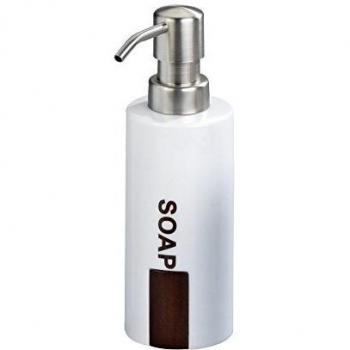 Wenko Belingo 17473100 - Dispensador de jabón, de cerámica, efecto nogal