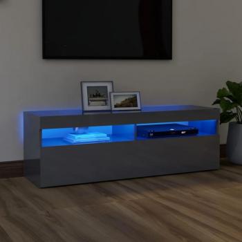 Mueble de TV con luces LED gris brillante 120x35x40 cm