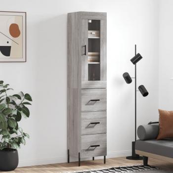 Aparador alto de madera contrachapada gris Sonoma 34,5x34x180 cm