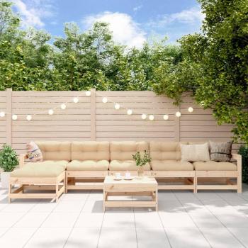 7 Piece Solid Pine Wood Garden Lounge Set