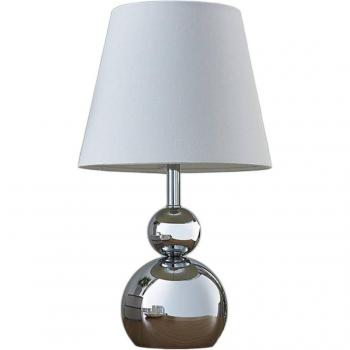 Lámpara de mesa Andor moderna con dimmer táctil, base cromada, pantalla de tela blanca, 1 llama E14, ideal para dormitorio