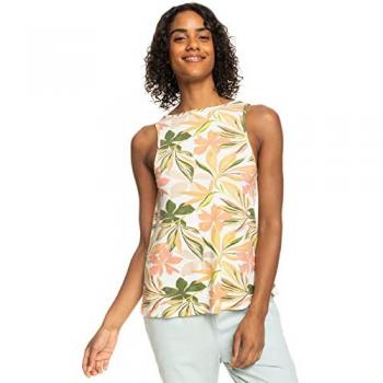 Roxy Camiseta Sin Mangas Better Than Ever Printed - Mujer, Color Blanco/Naranja/Verde, Talla L