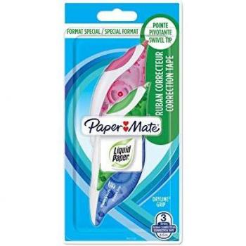 Corrector de cinta Papermate Dryline Grip 5 mm x 8,5 m - Paquete de 3 unidades
