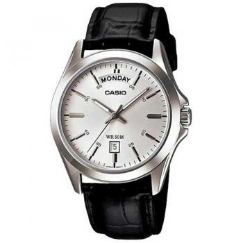 Casio Men's Analog Watch MTP-1370L-7A with Silver Dial and Black Strap