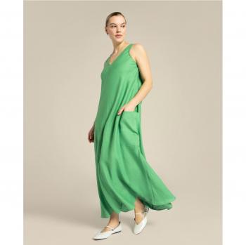 Vestido de lino sin mangas con bolsillos
