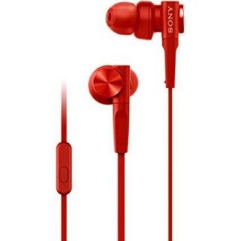 Sony MDR-XB55AP - Auriculares intraurales con EXTRA BASS y micrófono para llamadas, Rojo