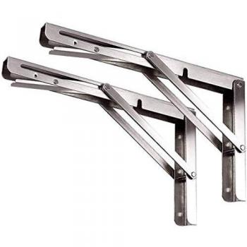 Folding Shelf Bracket 8,Heavy Duty Stainless Steel Foldable Wall Mount Shelf-Bracket, Suitable for DIY Various Space-Saving Work Bench with Install Screws.Pack of 2