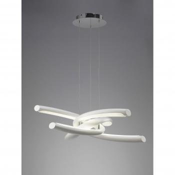 Lámpara Colgante Knot 36W LED 3000K, 3600lm, Blanco Brillante / Acrílico Blanco / Cromo Pulido
