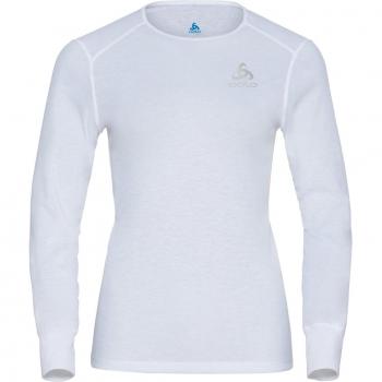 Odlo - Camiseta térmica de mujer Top Crew Active Warm Eco, manga larga, color blanco, talla XL