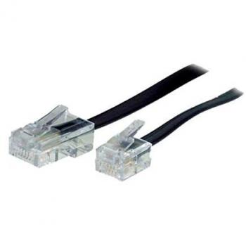 Cable de Conexión 10m RJ45 a RJ11, Compatible con Telefonía, Color Negro y Transparente