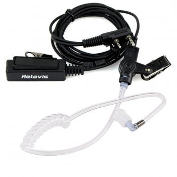 Retevis Walkie Talkie Auricular, 2 Pin Pinganillo Compatible con RT24 RT27 RT22 RT5R Baofeng UV-5R BF-88E BF-888S TYT Walkie Talkie, Transparente con Micrófono PTT