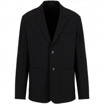 Emporio Armani Men's Black Nylon Blazer Jacket, Size 54 (2XL)