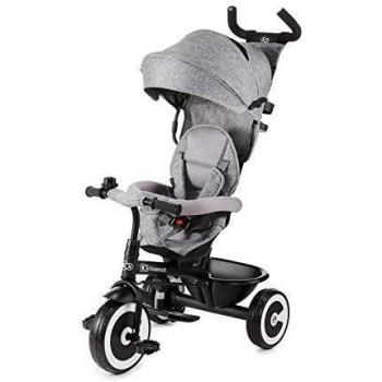 Kinderkraft Triciclo Evolutivo ASTON, Cabina desplegable, Cinturón, 9 Meses a 5 Años, Gris