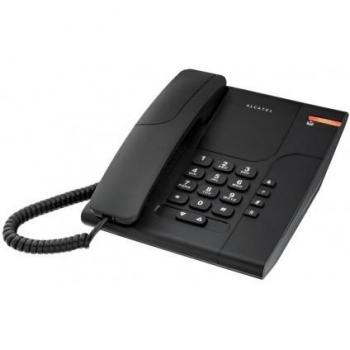 Teléfono Alcatel Temporis 180 en Negro con Marcación de Tonos y Pulsos, Indicador Luminoso para Llamadas y Mensajes Entrantes, Apto para Montaje Mural