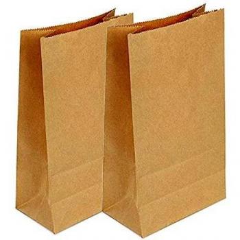 50PCS Bolsa Papel Kraft DIY Espesar 13x8x24cm Bolsa de Regalo de Fondo Plano, Bolsas para Refrigerios Impermeable a la Grasa Bolsa de Papel de Alimentos Marrón para Almuerzo Bocadillo Pastelería