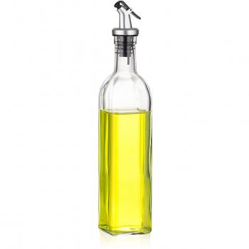 Botella de aceite a prueba de fugas, de UOMERE, para aceite, vinagre, salsa de soja, envase de condimentos para cocina, de acero inoxidable y cristal, 500 mm