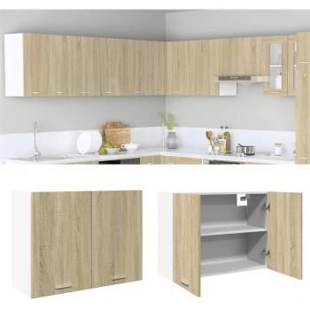 Armario colgante de cocina contrachapada color roble 80x31x60 cm marrón