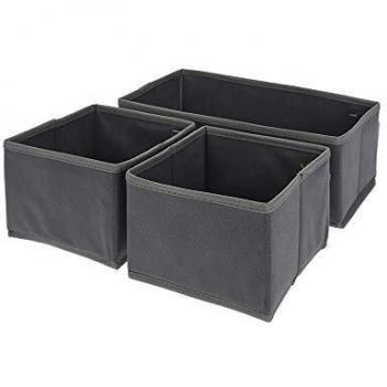 STORAGE SOLUTIONS 83125 Organizador de Tela para Armario, Set 3 Piezas, Gris, 42 x 28 x 11 Cm