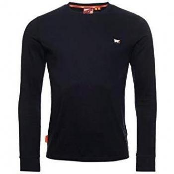 Superdry Hombre Camiseta de Manga Larga en algodón orgánico Collective Negro M