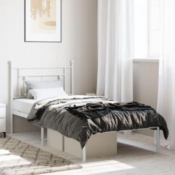 Cabecero de metal blanco con estructura de cama 90x190 cm Vidaxl