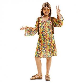 Disfraz Happy Hippie Niña 5-6 Años (Vestido con Chaleco y Cinta de Cabeza)