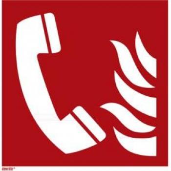 Cartel de Seguridad Contra Incendios - Teléfono de Alerta, Pack de 10 Unidades, Aluminio, 200 x 200 mm