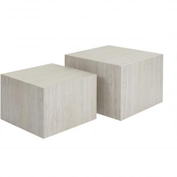 Set de 2 mesas de centro de diseño efecto travertino CALLA - Miliboo