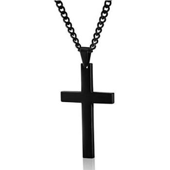 Gkmamrg Colgante de Cruz de Acero Inoxidable con Cadena de 55 cm para Hombre y Mujer, Plata