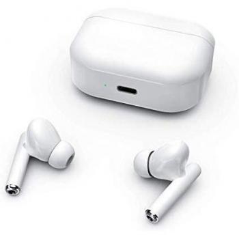 Auriculares Bluetooth, Auriculares Inalámbricos Estéreo 3D con Micrófono, HONFAY IPX5 Control Táctil Cascos Inalambricos Bluetooth Deportivos, Cancelación de Ruido/25H Playtime/Type C - Blanco