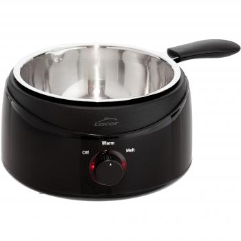 Lacor - 69317 - Baño María, Chocolatera, Para Fundir Chocolate, Recipiente eléctrico con cazo desmontable de Acero Inoxidable, Capacidad 1 Litro, Medidas: 16cm, profundidad de 7 cm, 50W, Negro