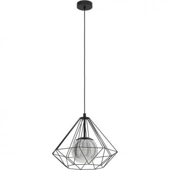 Lámpara Colgante Industrial Vernham de Vidrio Ahumado Negro E27 44.5cm