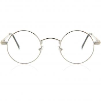 Gafas Recetadas Anti-Azules Armazón Completo Metálico Plateado Redondo para Hombre - SmartBuy Collection