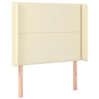 Cabecero con orejas cuero sintético crema 83x16x118/128cm Acolchado Antimancha Protector Cubierto Elástico