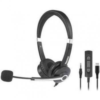 Auriculares Profesionales Biaurales con Micrófono USB-C y Jack, Color Negro - HHEADM-CJS
