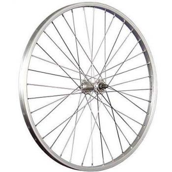 Rueda delantera de bicicleta de 24 pulgadas en aluminio y acero inoxidable - Plateado
