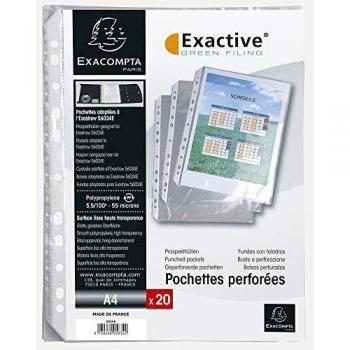 Exacompta 5834E - Recambio de 20 fundas con multitaladros, A4