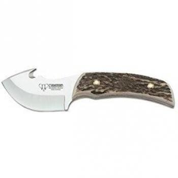 Cuchillo desollador Cudeman 137-C con mango de asta de ciervo y hoja de 7,5 cm.